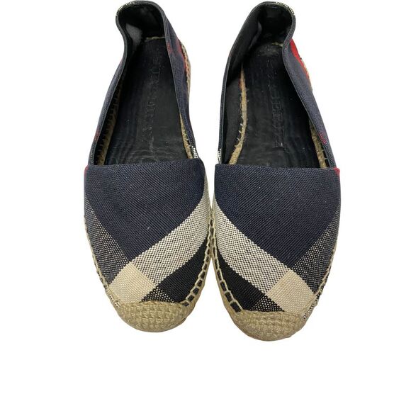 Burberry Checked Espadrilles in Navy Blue Canvas - Picture 7 of 8
